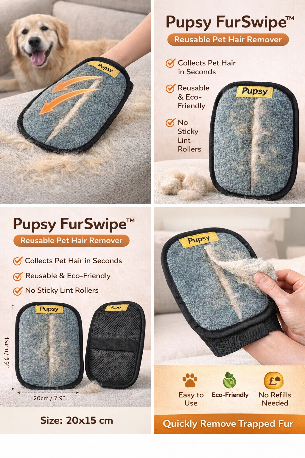 Pupsy FurSwipe™ Pet Hair Removal Glove