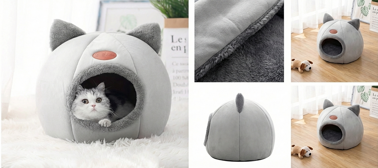 Hidden Den Cave Bed – Soft & Cosy Calming Bed for Cats & Small Dogs